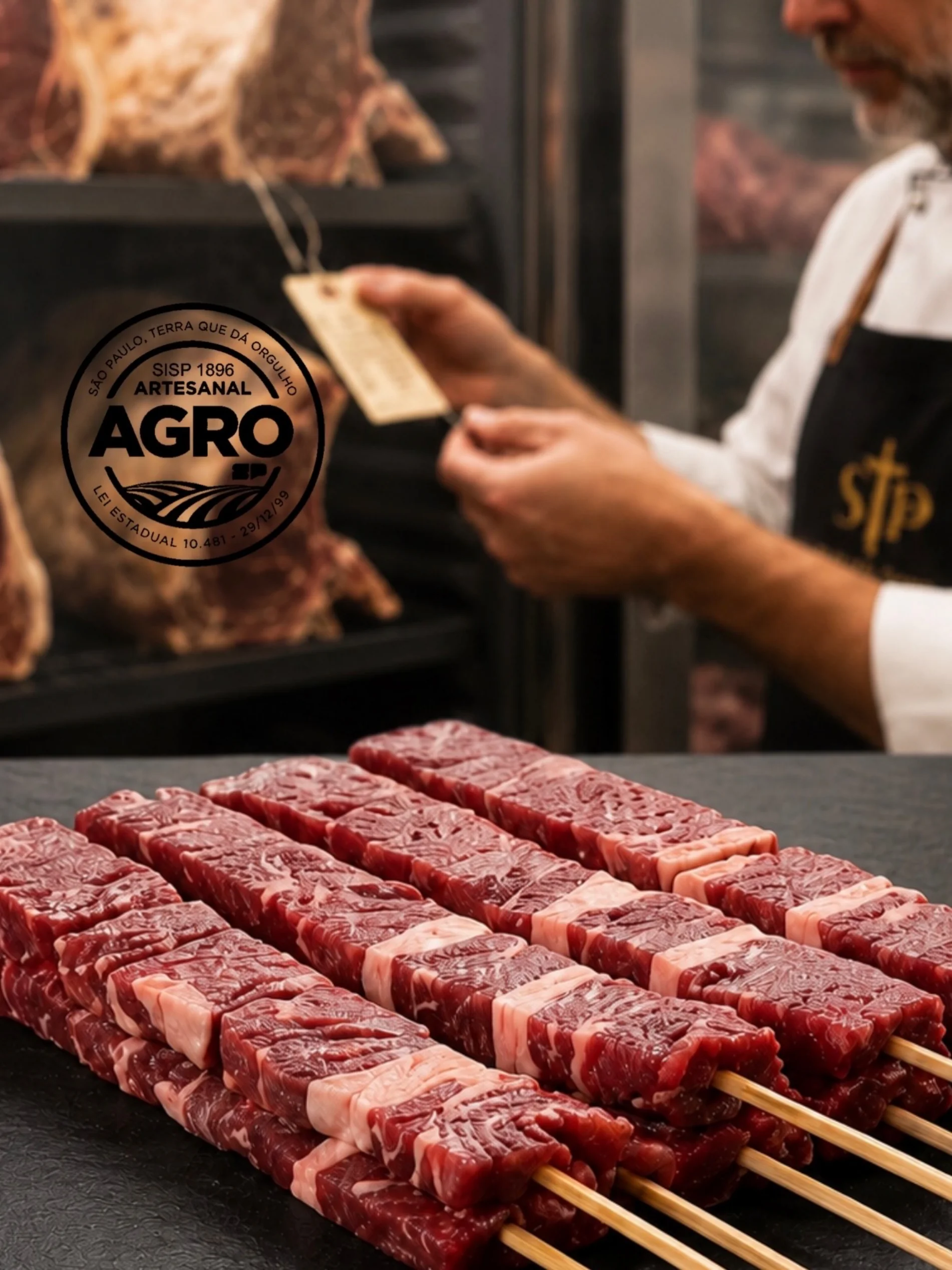 Selo AGRO Artesanal SISP 1896 sendo conferido junto ao corte de origem